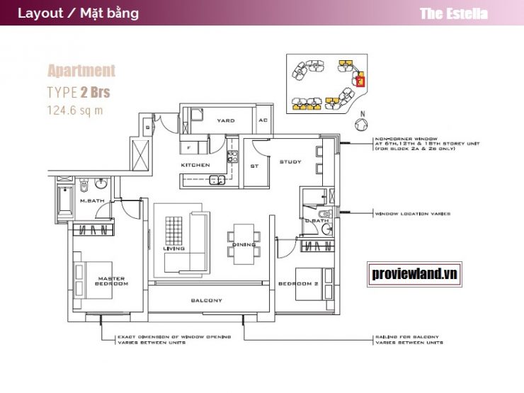 The Estella An Phu layout apartment 2 bedrooms