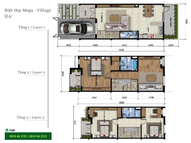 Mega Village villa layout 3brs